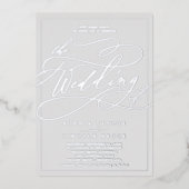 Romantischer Silberstreifen grau | RahmenWedding Folieneinladung (Vorderseite)