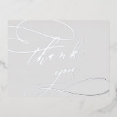 Romantischer Silberstreifen | Graue Hochzeit Danke Folie Einladungspostkarte (Vorderseite)