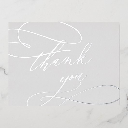 Romantischer Silberstreifen | Graue Hochzeit Danke Folie Einladungspostkarte (Vorderseite)