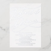 Romantischer Silberstreifen Kalligrafie Probe Aben Folieneinladung (Vorderseite)