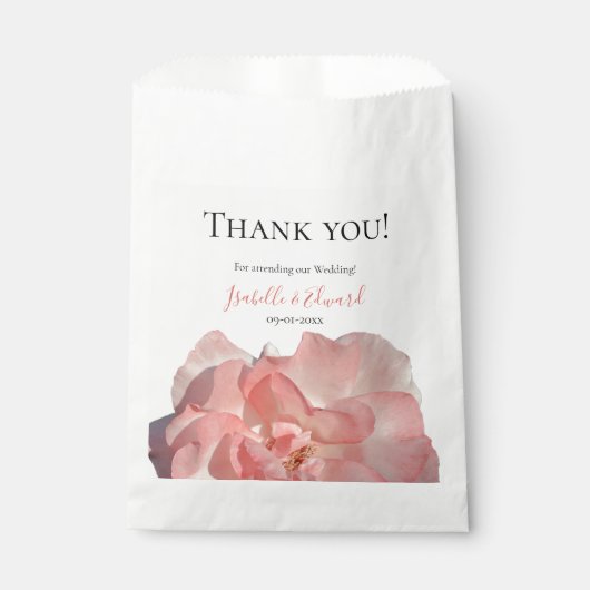 Romantischer Single Coral Rose Hochzeit Geschenktütchen (Vorderseite)