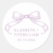 Romantischer Sketched Bow | Altrosa Runder Aufkleber (Vorderseite)