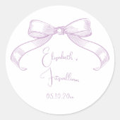 Romantischer Sketched Bow | Altrosa Runder Aufkleber (Vorderseite)