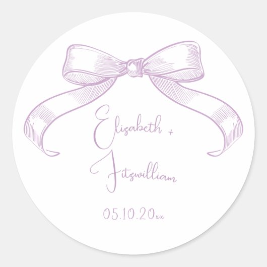 Romantischer Sketched Bow | Altrosa Runder Aufkleber (Vorderseite)