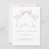 Romantischer Sketched Bow | Lilac Background Save The Date (Vorderseite)