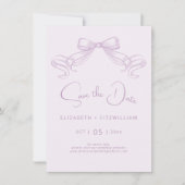 Romantischer Sketched Bow | Lilac Background Save The Date (Vorderseite)