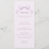 Romantischer Sketched Bow | Lilac Background Weddi Menükarte (Vorderseite)