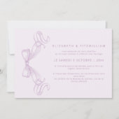 Romantischer Sketched Bow | Lilac French Wedding Einladung (Vorderseite)