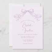 Romantischer Sketched Bow | Lilac Front + Back Wed Einladung (Vorderseite)