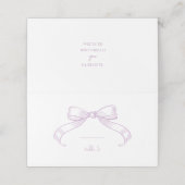 Romantischer Sketched Bow | Lilac Handwrite-Platzk Platzkarte (Außenseite Aufgefaltet)