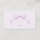 Romantischer Sketched Bow | Lilac Handwrite-Platzk Platzkarte (Vorderseite)