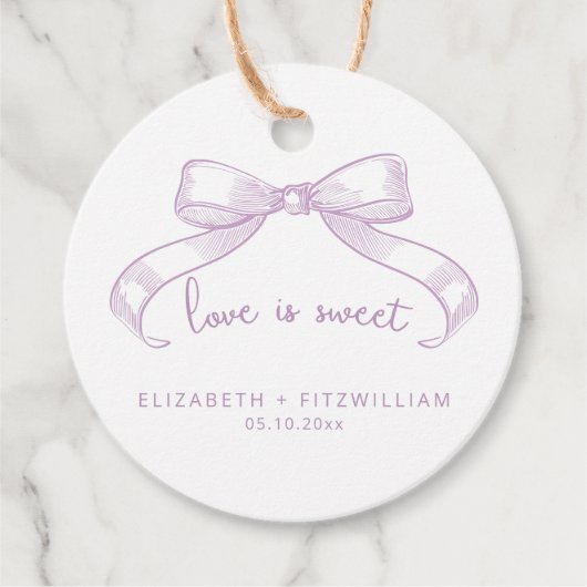 Romantischer Sketched Bow | Lilac Liebe ist süß Geschenkanhänger (Vorderseite)
