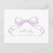 Romantischer Sketched Bow | Lilac Meal Choice Wedd Postkarte (Vorderseite)