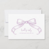 Romantischer Sketched Bow | Lilac Meal Choice Wedd RSVP Karte (Vorderseite)