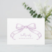 Romantischer Sketched Bow | Lilac Meal Choice Wedd RSVP Karte (Stehend Vorderseite)