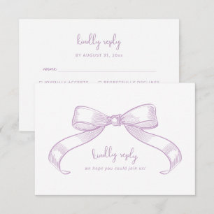 Romantischer Sketched Bow   Lilac Meal Choice Wedd RSVP Karte