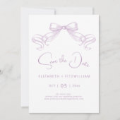 Romantischer Sketched Bow | Lilac Save the Date Ca (Vorderseite)
