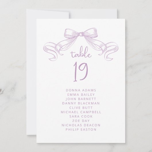 Romantischer Sketched Bow | Lilac Seekartenkarte (Vorderseite)