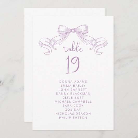 Romantischer Sketched Bow | Lilac Seekartenkarte (Vorne/Hinten)