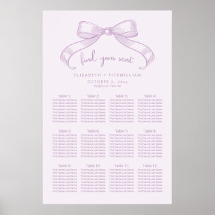 Romantischer Sketched Bow Lilac Seekartenplakat Poster