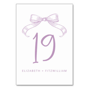Romantischer Sketched Bow Lilac Tischnummer Card