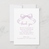 Romantischer Sketched Bow | Lilac Wedding Dankeskarte (Vorderseite)