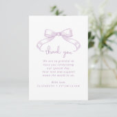 Romantischer Sketched Bow | Lilac Wedding Dankeskarte (Stehend Vorderseite)