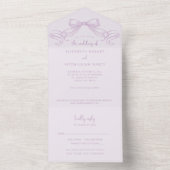 Romantischer Sketched Bow | Lilac Wedding of All In One Einladung (Innen Boden)