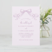 Romantischer Sketched Bow | Lilac Wedding of Einladung (Stehend Vorderseite)
