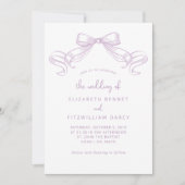 Romantischer Sketched Bow | Lilac Wedding of Einladung (Vorderseite)