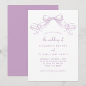 Romantischer Sketched Bow | Lilac Wedding of Einladung (Vorne/Hinten)