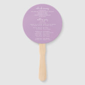 Romantischer Sketched Bow | Lilac Wedding Program Fächer (Rückseite)