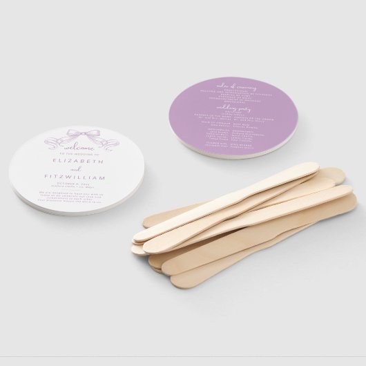 Romantischer Sketched Bow | Lilac Wedding Program Fächer (Non-assembled)