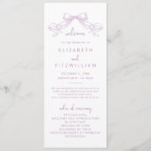 Romantischer Sketched Bow | Lilac Wedding Programm (Vorderseite)