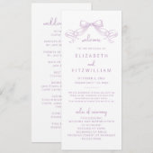 Romantischer Sketched Bow | Lilac Wedding Programm (Vorne/Hinten)