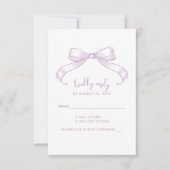 Romantischer Sketched Bow | Lilac Wedding RSVP Karte (Vorderseite)