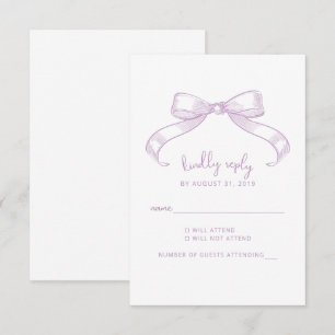 Romantischer Sketched Bow Lilac Wedding RSVP Karte