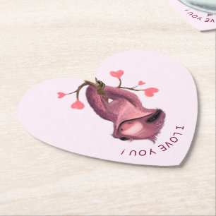 Romantischer Sloth Heart Paper Untersetzer - I Lie
