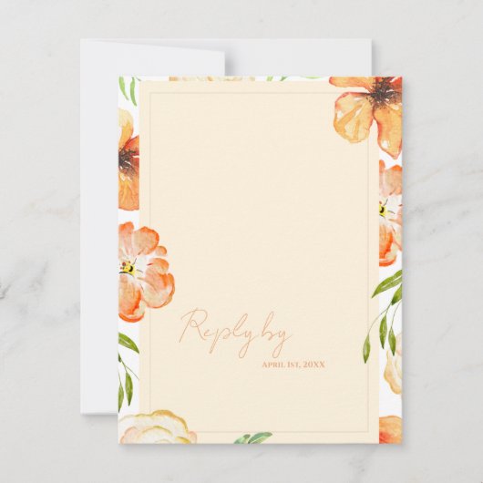 Romantischer Soft-Pfirsich-QR-Code-Garten-Blumenho RSVP Karte (Vorderseite)