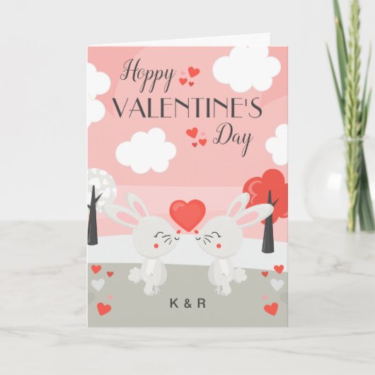 Romantischer Sonnenhasen - Valentinstag Karte (Vorderseite)