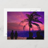 Romantischer Sonnenuntergang am Strand, Postkarte (Vorne/Hinten)