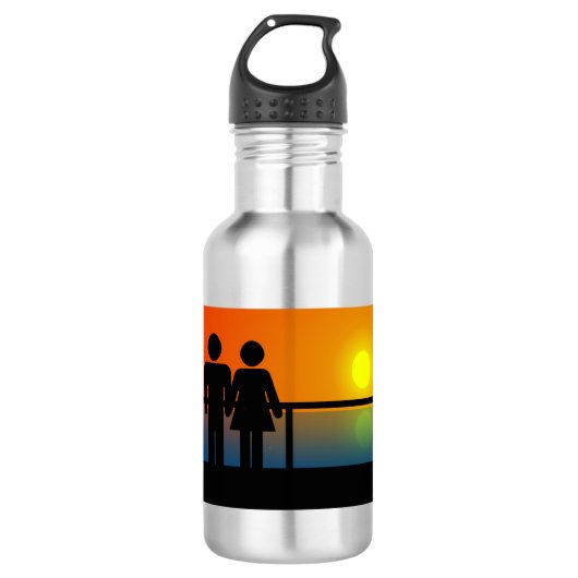 Romantischer Sonnenuntergang Edelstahlflasche (Vorderseite)