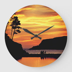 Romantischer Sonnenuntergang Große Wanduhr