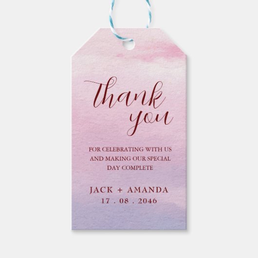 Romantischer Sonnenuntergang Hochzeitsdekoration Geschenkanhänger (Vorderseite)