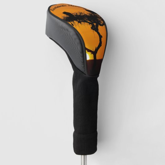 Romantischer Sonnenuntergang in Afrika orange mit Golf Headcover (angewinkelt)