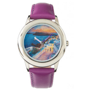 Romantischer Sonnenuntergang in Santorini Armbanduhr