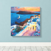 Romantischer Sonnenuntergang in Santorini Leinwanddruck (Insitu (Holzboden))