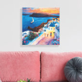 Romantischer Sonnenuntergang in Santorini Leinwanddruck (Insitu (Wohnzimmer))