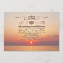 Romantischer Sonnenuntergang Meer Hochzeit Einladu Einladung