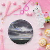 Romantischer Sonnenuntergang über dem See Pappteller (Party)